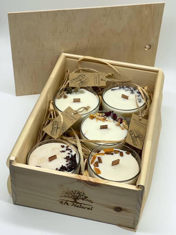 Комплект натурални свещи Luxury box. Ръчно изработени, подаръчно опаковани.