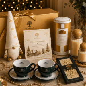 Подаръчен бутиков сет "GOLD EMOTION" by 4A Natural с подарък шоколад