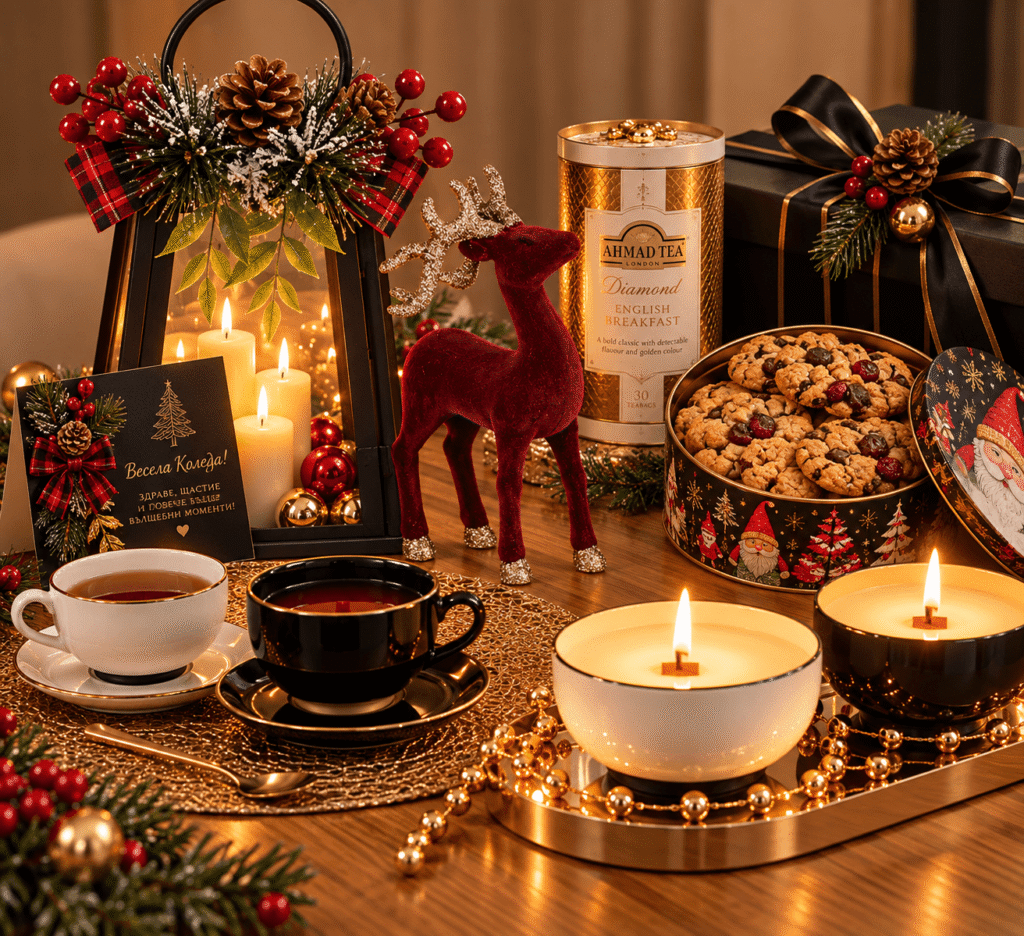 Подаръчен комплект "Luxury Christmas" с подарък коледен елен от кадифе