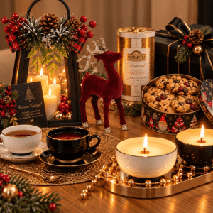 Подаръчен комплект "Luxury Christmas" с подарък коледен елен от кадифе